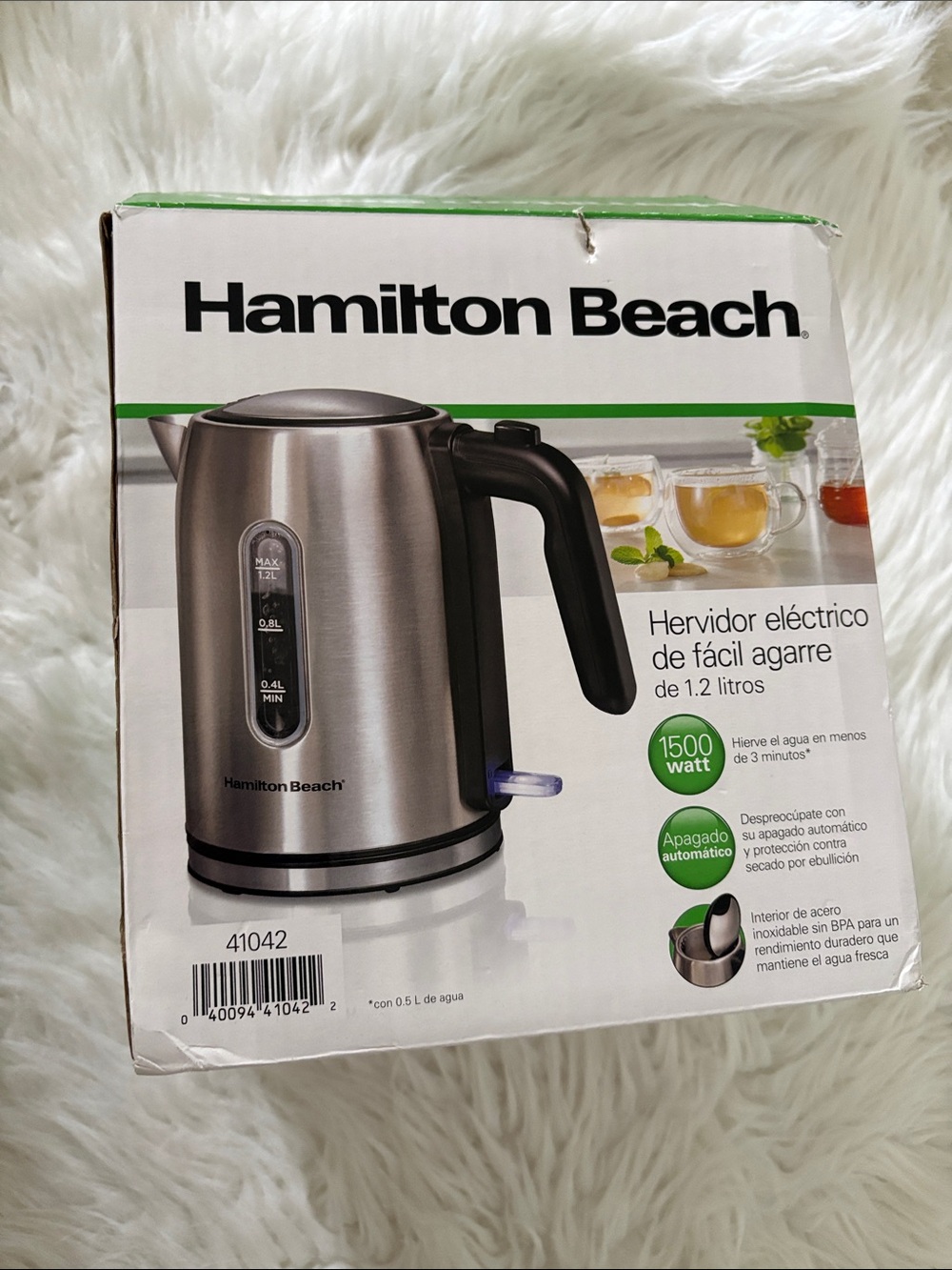 Hamilton Beach Stainless Steel Electric Kettle with Black Handle